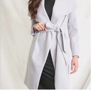 Forever 21 Grey Wrap Coat Medium